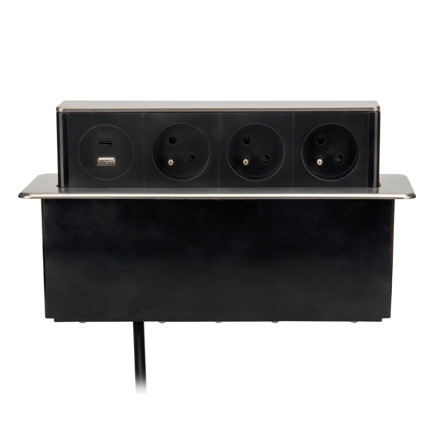 Stopcontactzuil voor tafelblad 3x230V + USB-A + USB-C