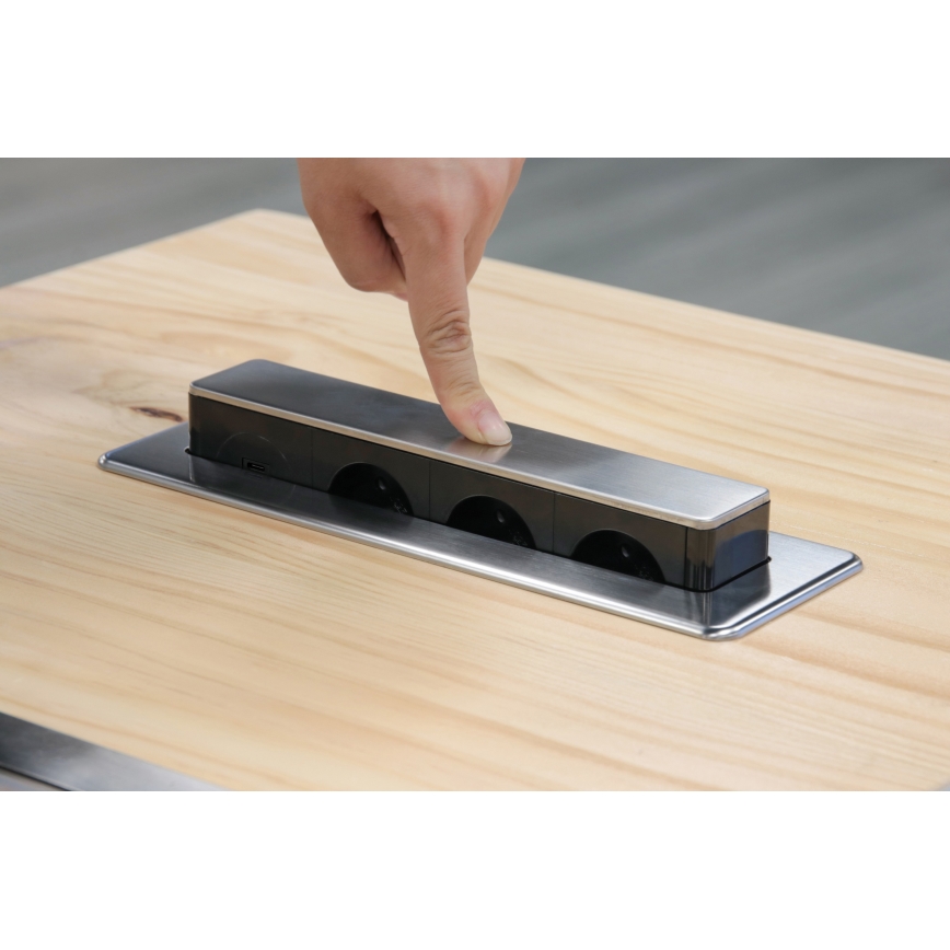 Borne de prises pour plateau de table 3x230V + USB-A + USB-C