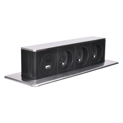 Borne de prises pour plateau de table 3x230V + USB-A + USB-C