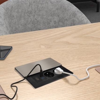 Prise encastrable 20W, 2 prises + USB-A + USB-C + HDMI