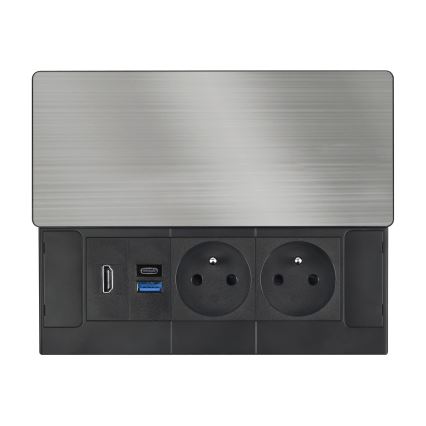 Prise encastrable 20W, 2 prises + USB-A + USB-C + HDMI
