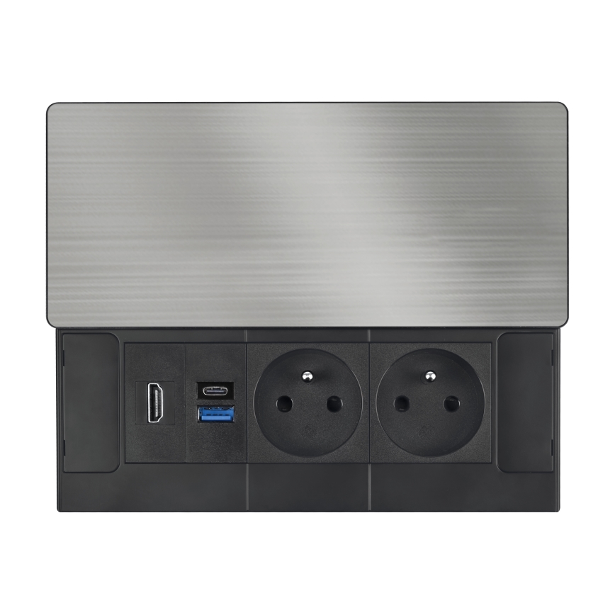 Prise encastrable 20W, 2 prises + USB-A + USB-C + HDMI