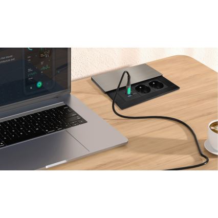 Inbouwstopcontact 65W, 2-voudig + USB-A + USB-C