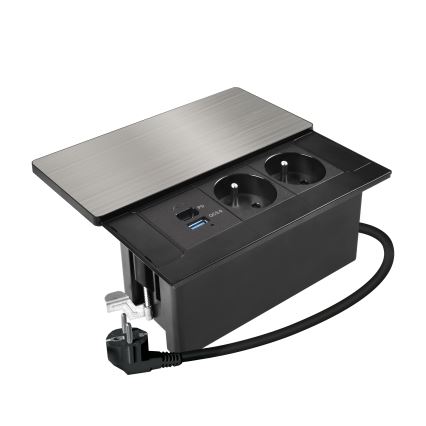 Inbouwstopcontact 65W, 2-voudig + USB-A + USB-C