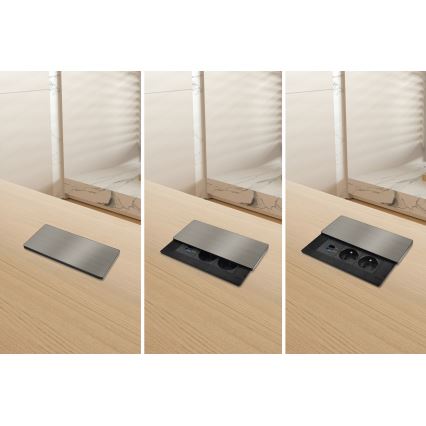 Inbouwstopcontact met draadloos opladen 65W — 2x stopcontact + USB-A + USB-C