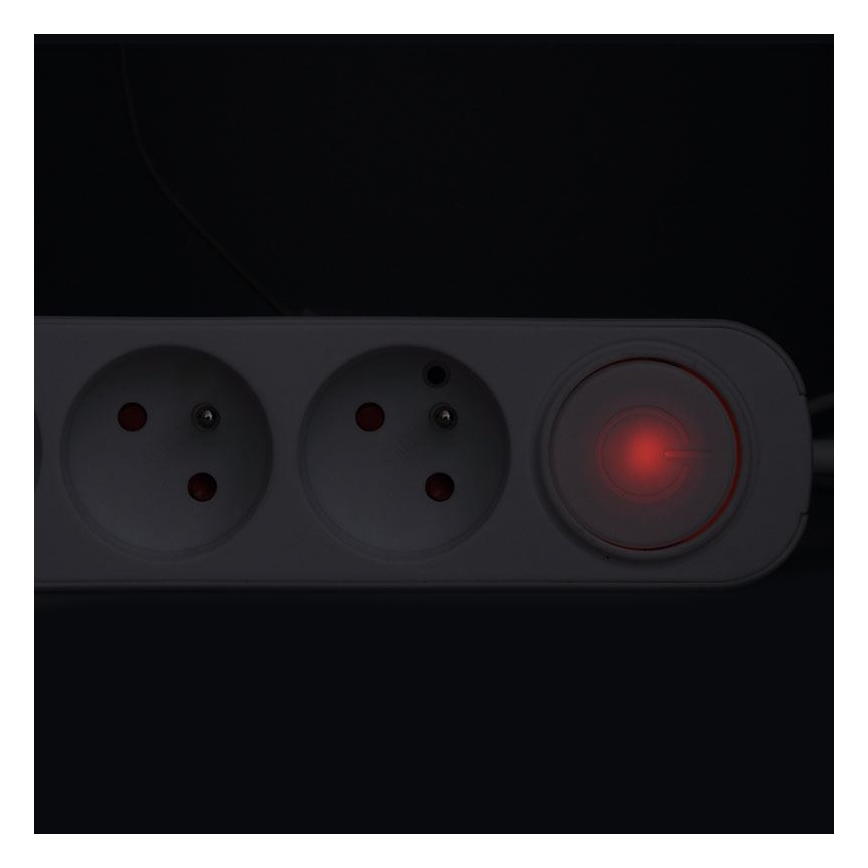 Multiprise 5 prises avec interrupteur et ports de charge USB-A et USB-C, câble 3 m