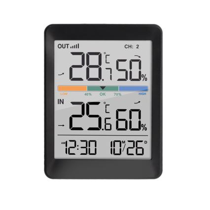 Weerstation met wekker 2xAAA + 2xAAA zwart