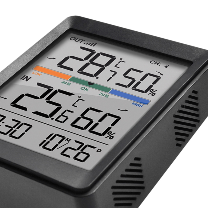 Weerstation met wekker 2xAAA + 2xAAA zwart