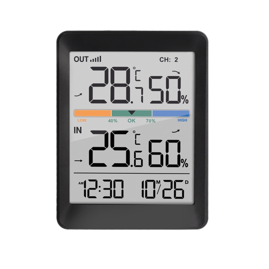 Weerstation met wekker 2xAAA + 2xAAA zwart