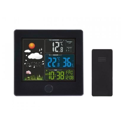 Station météo avec écran LCD 230V noire