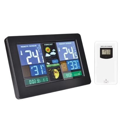 Weerstation met LCD scherm USB 5V/2xAAA + 2xAAA opladen zwart