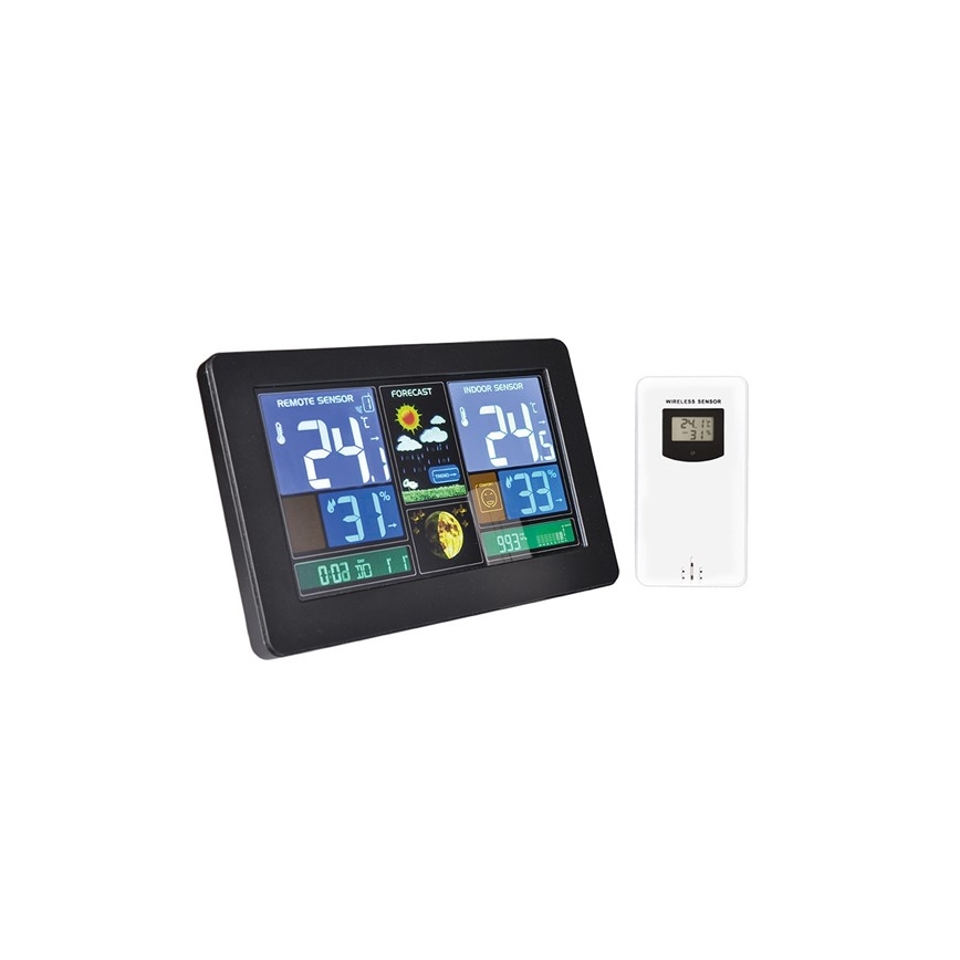 Weerstation met LCD scherm USB 5V/2xAAA + 2xAAA opladen zwart