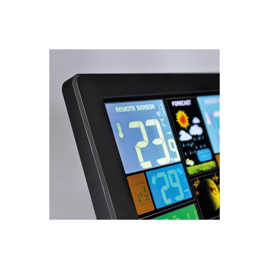 Weerstation met LCD scherm USB 5V/2xAAA + 2xAAA opladen zwart