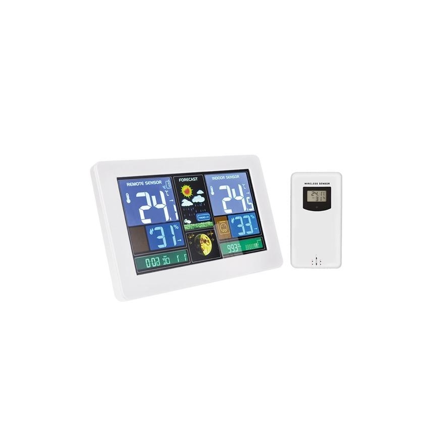 Station météo avec écran LCD charge USB 2xAAA/5V + 2xAAA blanc