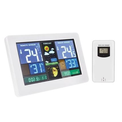 Weerstation met LCD scherm USB opladen 2xAAA/5V + 2xAAA wit