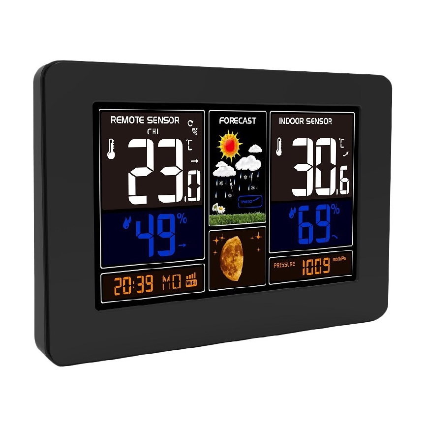 Station météo avec écran LCD couleur 2xAA/5V + 2xAA Wi-Fi Tuya