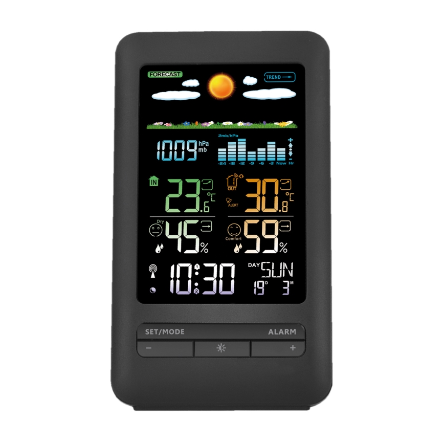 Station météo avec écran LCD 2xAA + 2xAA noir