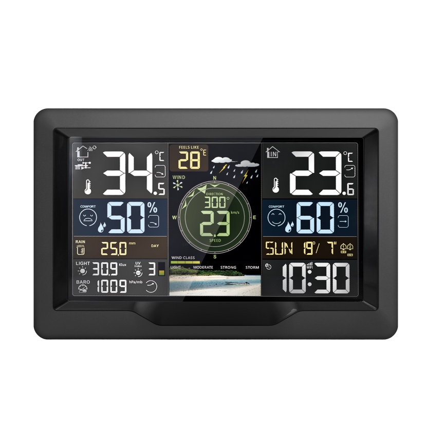 Profofesionální meteostanice met kleuren LCD-scherm 5V/2xAA + 3xAA + 2xAA Wi-Fi Tuya