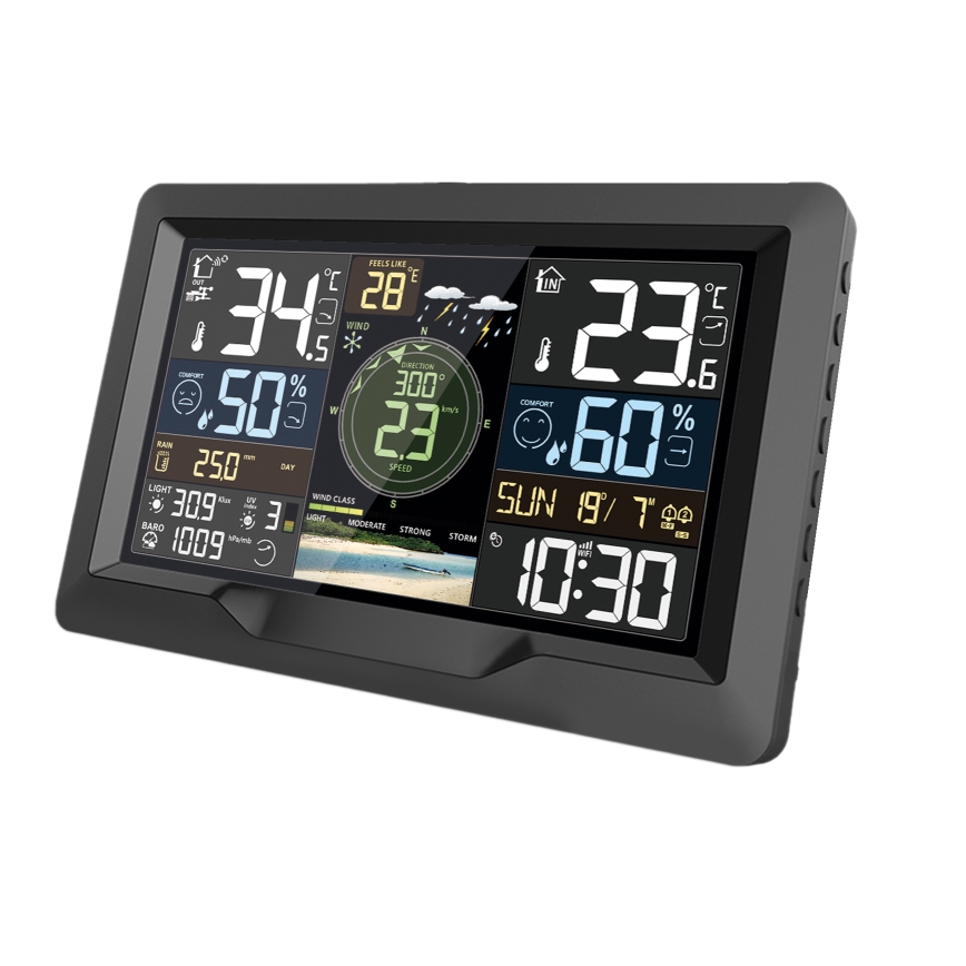 Profofesionální meteostanice met kleuren LCD-scherm 5V/2xAA + 3xAA + 2xAA Wi-Fi Tuya