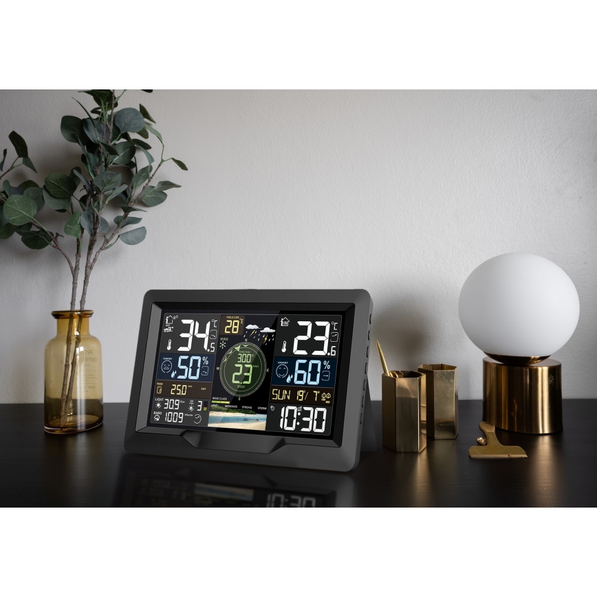 Professioneel weerstation met kleurenscherm LCD 5V/2xAA + 3xAA + 2xAA Wi-Fi Tuya