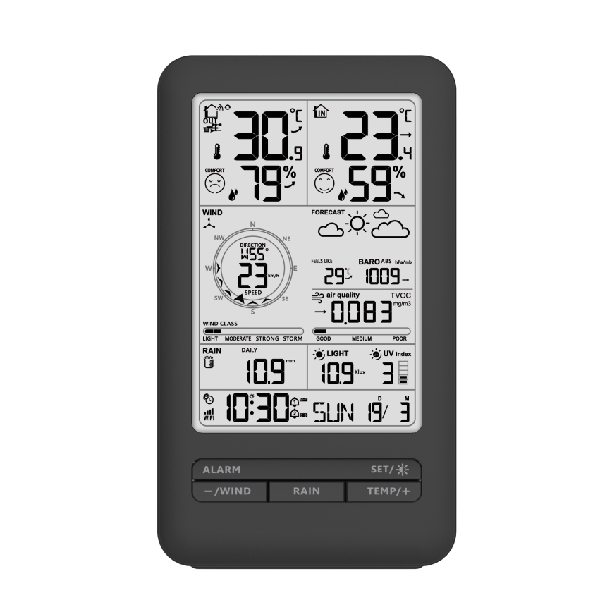 Station météo professionnelle avec écran LCD 2xAA Wi-Fi Tuya