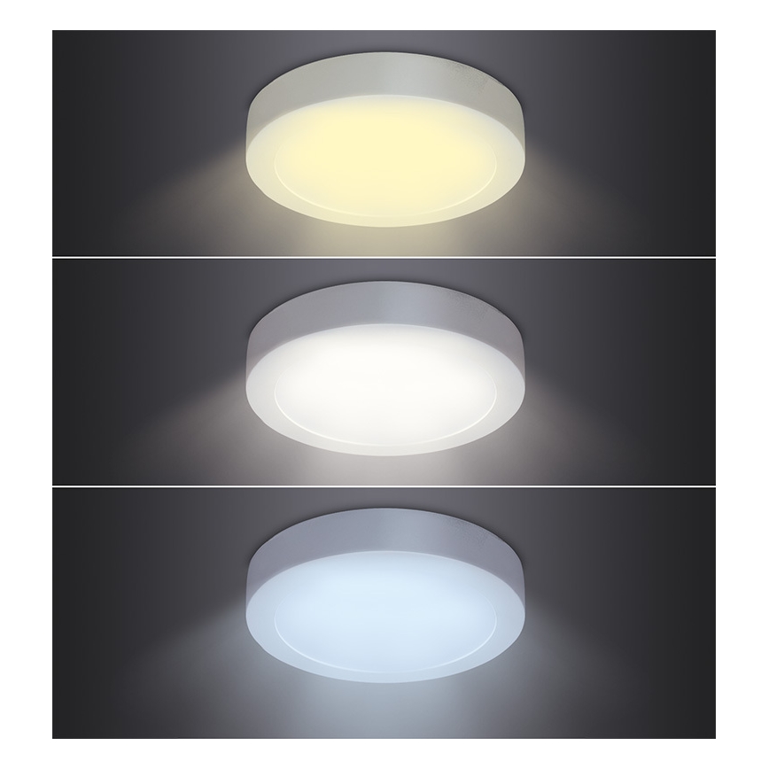 Plafonnier LED 18W 230V, 3000/4000/6000K, Ø 22,5 cm, blanc