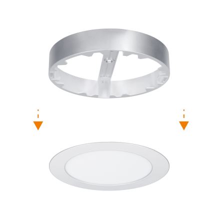 Panneau LED 2 en 1 en saillie/encastré 12W/230V 3000/4000/6000K Ø17cm IP54 argenté