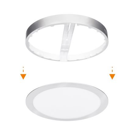 LED Opbouw-/inbouwpaneel 2-in-1 18W/230V 3000/4000/6000K Ø 22,5 cm IP54 zilver
