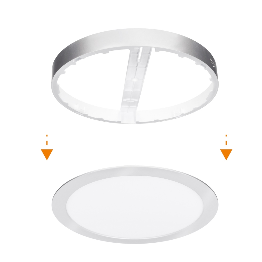 Plafonnier LED 2 en 1 (apparent/encastrable) 18W/230V 3000/4000/6000K Ø 22,5 cm IP54 argenté