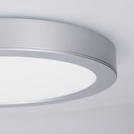 Plafonnier LED 2 en 1 (apparent/encastrable) 18W/230V 3000/4000/6000K Ø 22,5 cm IP54 argenté