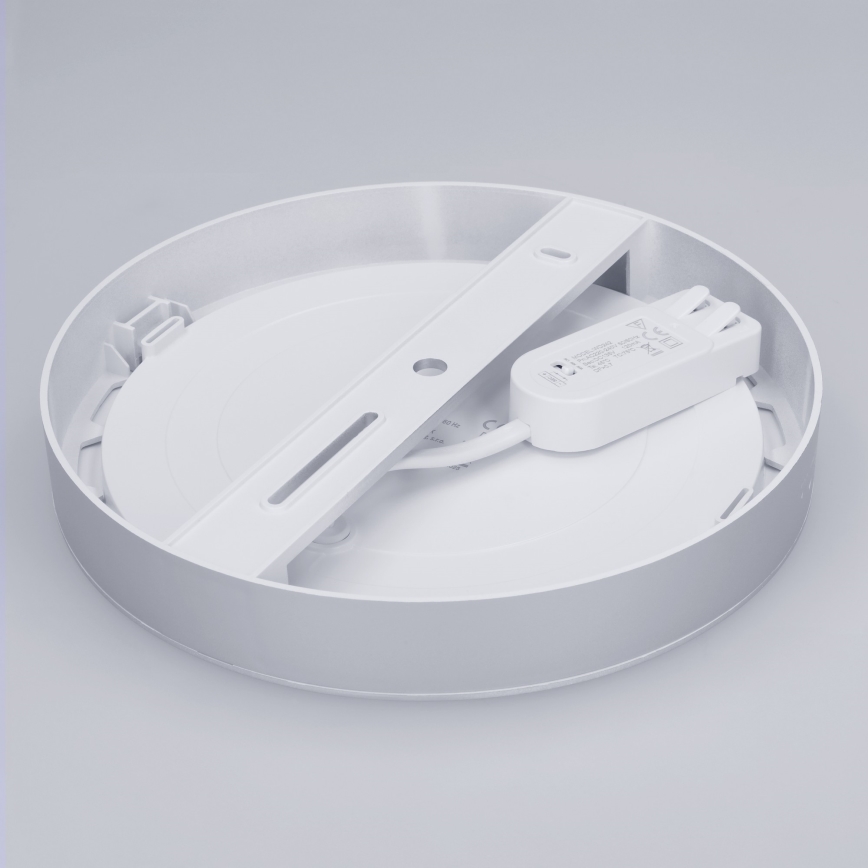 Plafonnier LED 2 en 1 (apparent/encastrable) 18W/230V 3000/4000/6000K Ø 22,5 cm IP54 argenté