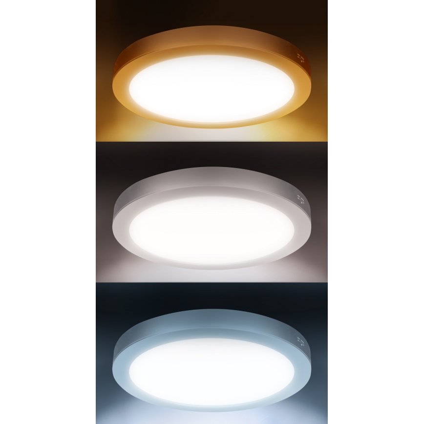 Plafonnier LED 2 en 1 (en saillie/encastré) 18W/230V 3000/4000/6000K Ø 22,5 cm IP54 blanc
