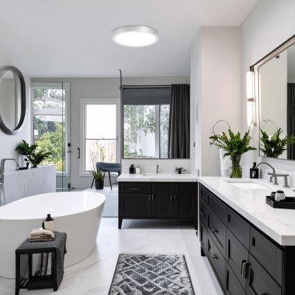 Panneau LED 2 en 1 pour montage en surface ou encastré 24W/230V 3000/4000/6000K Ø 30 cm IP54 argenté