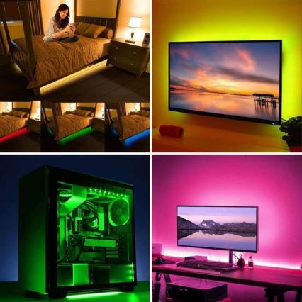 LED RGB Dimbare strip voor TV LED/6W/5V Wi-Fi Tuya + afstandsbediening