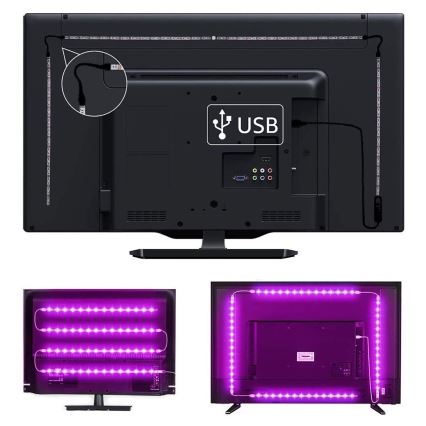 LED RGB Ruban à intensité variable pour TV LED/6W/5V Wi-Fi Tuya + télécommande 0,5m