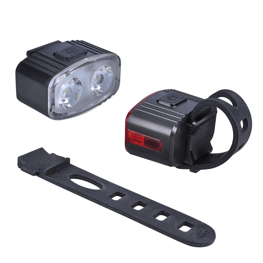 SET 2x LED Dimbaar rechargeable bicycle lamp 350mAh IP44 rood/wit