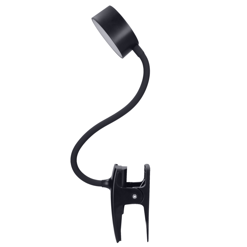 Lampe de table flexible à intensité variable et rechargeable avec pince LED/2W/1800 mAh 3000/4000/6500K noir