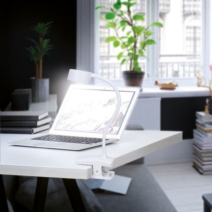 Lampe de table flexible à intensité variable et rechargeable avec pince LED/2W/1800 mAh 3000/4000/6500K blanc