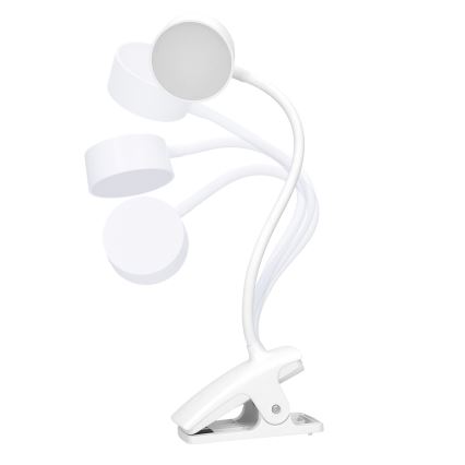 Lampe de table flexible à intensité variable et rechargeable avec pince LED/2W/1800 mAh 3000/4000/6500K blanc