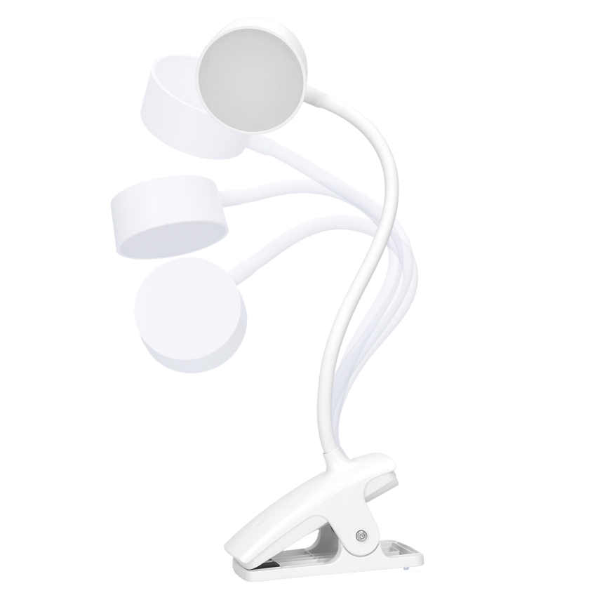 Lampe de table flexible à intensité variable et rechargeable avec pince LED/2W/1800 mAh 3000/4000/6500K blanc