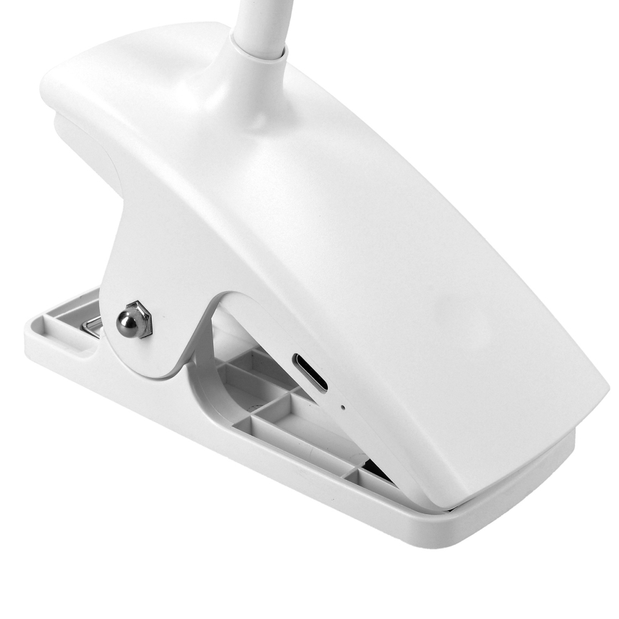 Lampe de table flexible à intensité variable et rechargeable avec pince LED/2W/1800 mAh 3000/4000/6500K blanc
