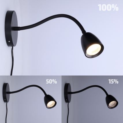 Petite lampe murale à intensité variable LED/4W/230V noir