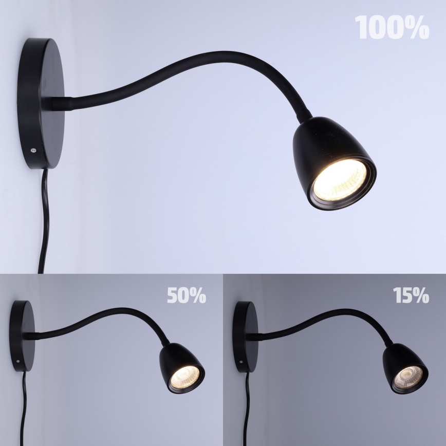 Petite lampe murale à intensité variable LED/4W/230V noir
