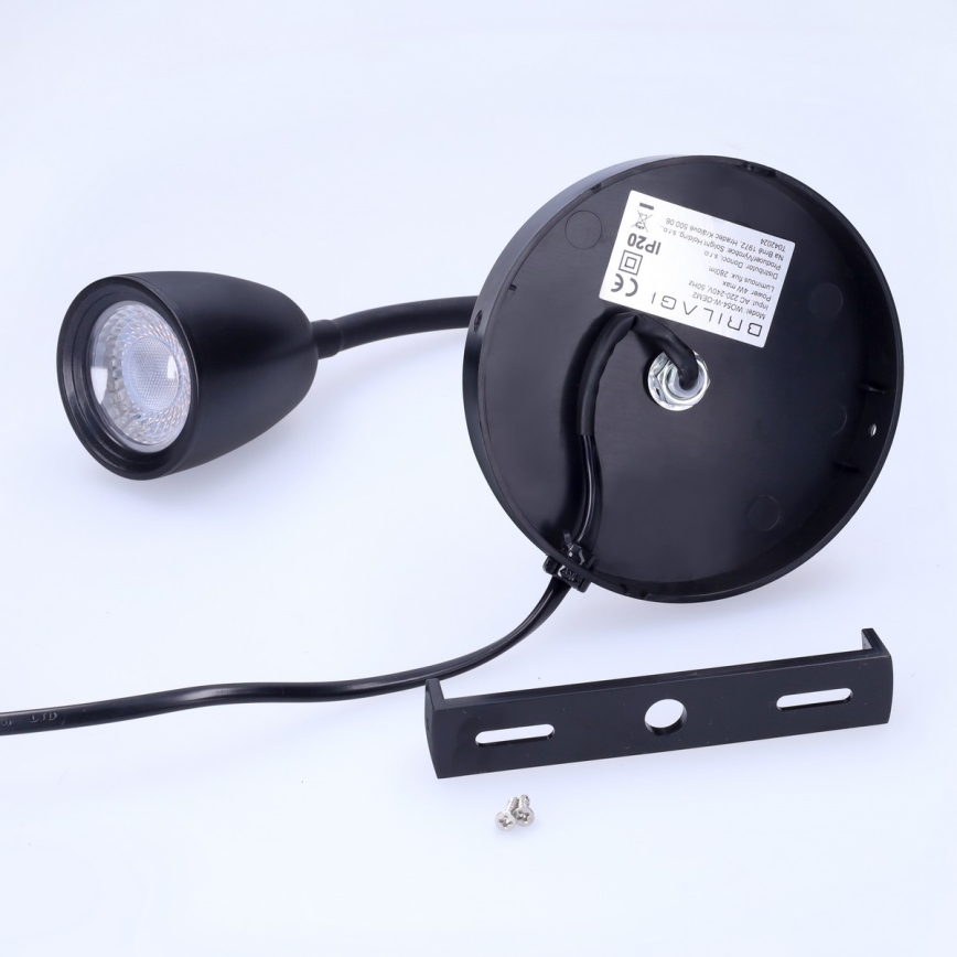 Petite lampe murale à intensité variable LED/4W/230V noir