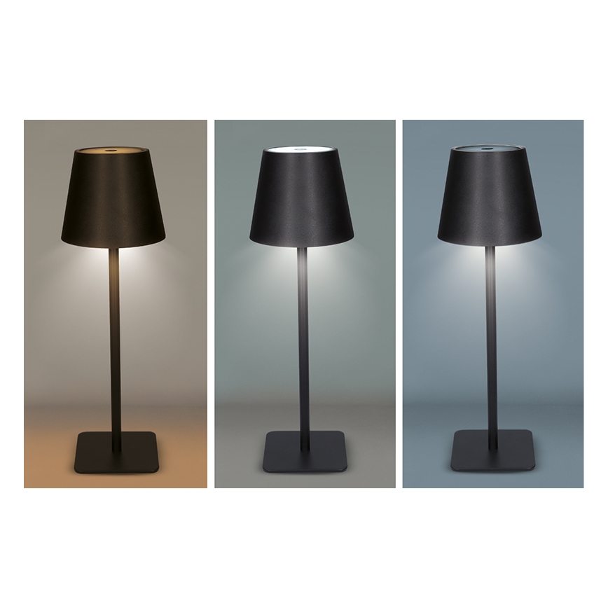LED dimbare oplaadbare tafellamp LUCCA met aanraakbediening LED/3,7V 3000/4000/6500K 2000 mAh zwart