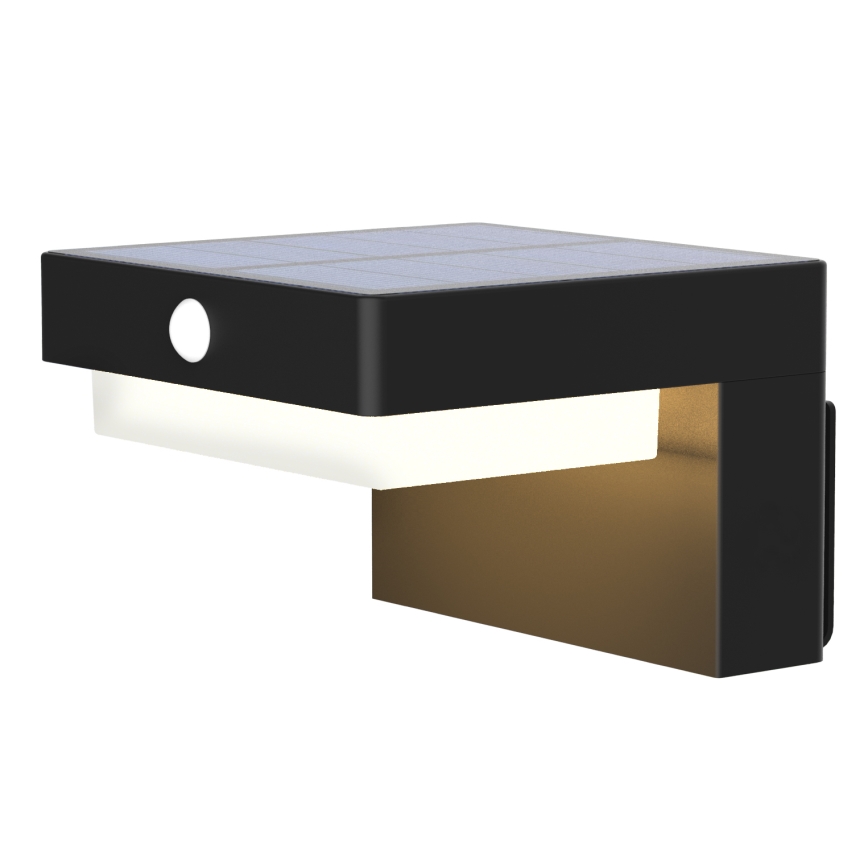 Applique murale solaire avec détecteur de mouvement et de crépuscule PALERMO LED/5W/2000 mAh IP54 noir