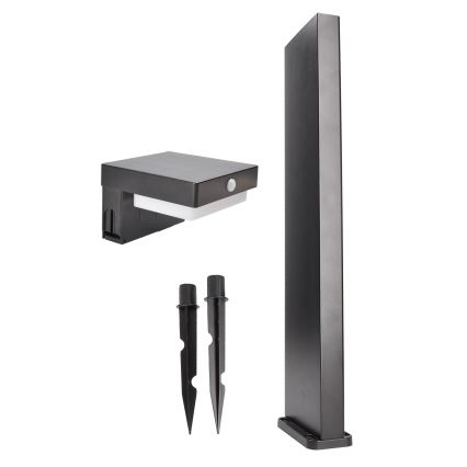 LED Zonne-energie lamp met bewegings- en schemersensor PALERMO LED/5W/5V 2000 mAh IP54 zwart