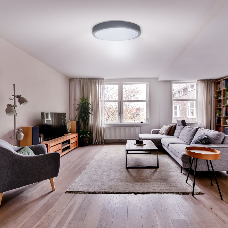 LED Dimbaar Plafondlamp GREY LED/48W/230V 3000-6500K grijs Ø 38 cm + afstandsbediening