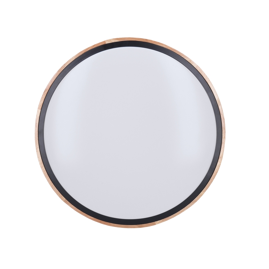 LED-dimbare plafondlamp IRON OAK LED/48W/230V 3000-6500K eiken Ø 40 cm + afstandsbediening