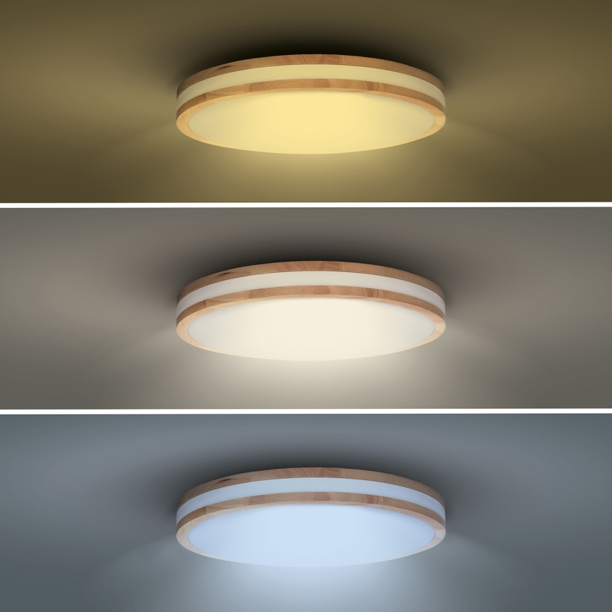 LED Dimbaar Plafondlamp WOODY LED/48W/230V 3000-6500K eiken Ø 38 cm + afstandsbediening